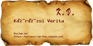 Körözsi Verita névjegykártya